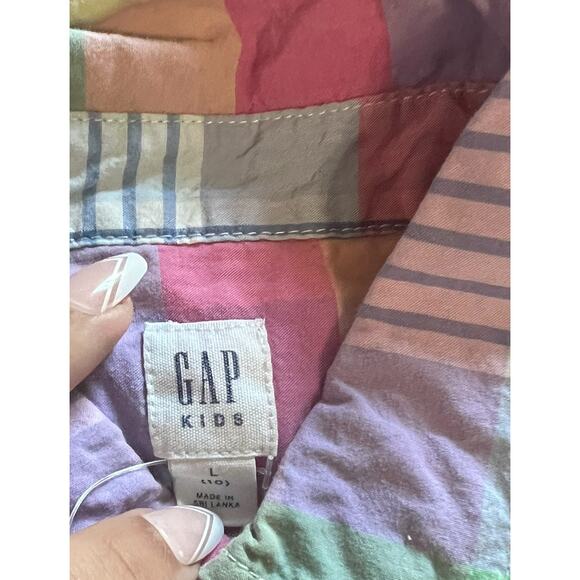 Gap Boys Button Up Dress Shirt Multi Color Size Large 10 - Picture 2 of 2